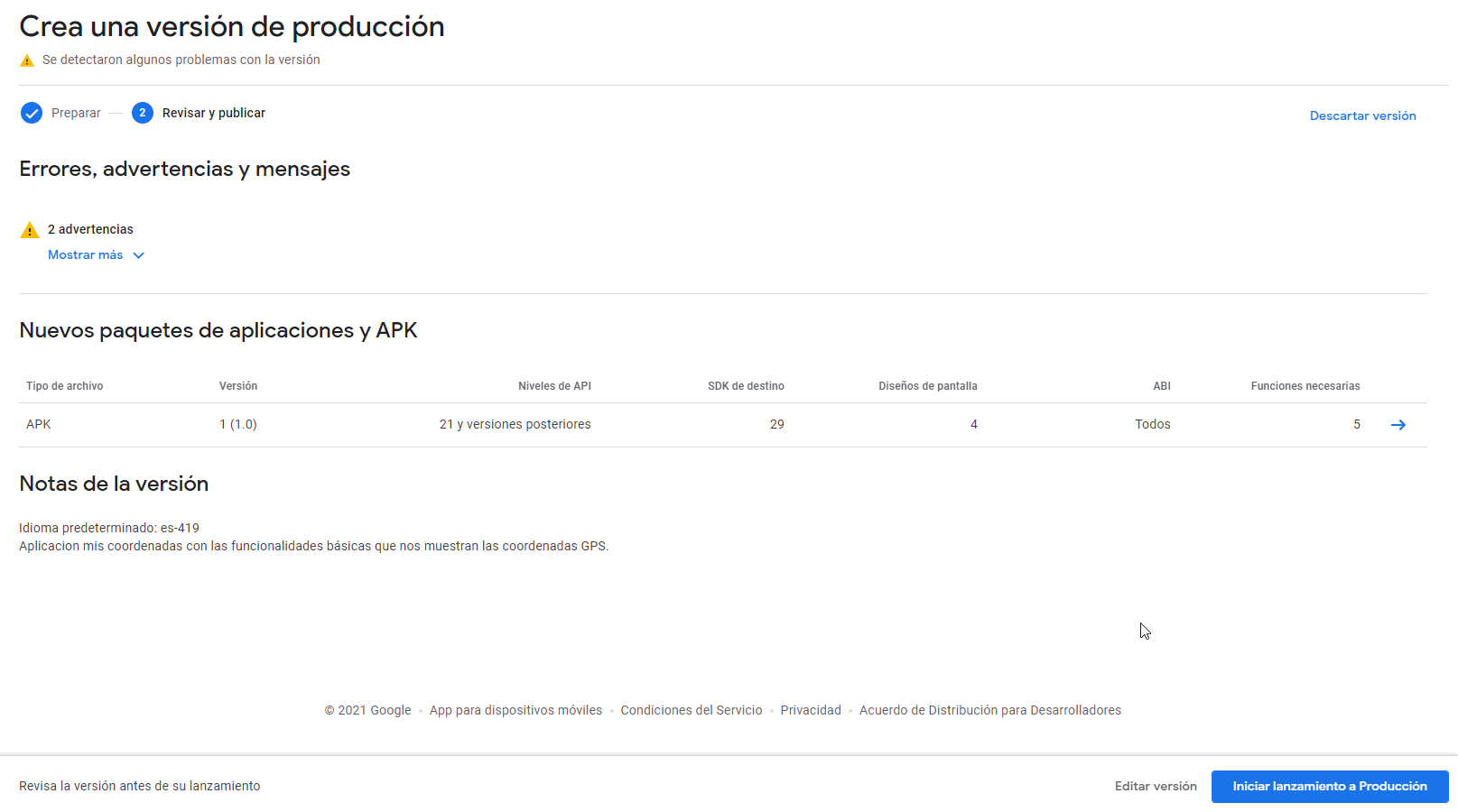Publicar una app en Google Play Store